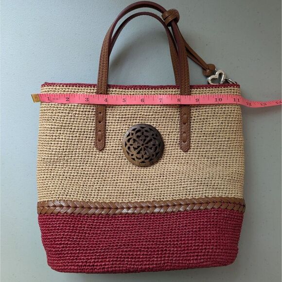 BRIGHTON FERRARA VOLTERA Red Raffia Straw Tote VERYCLEAN *missing shoulderstrap* - Picture 5 of 9
